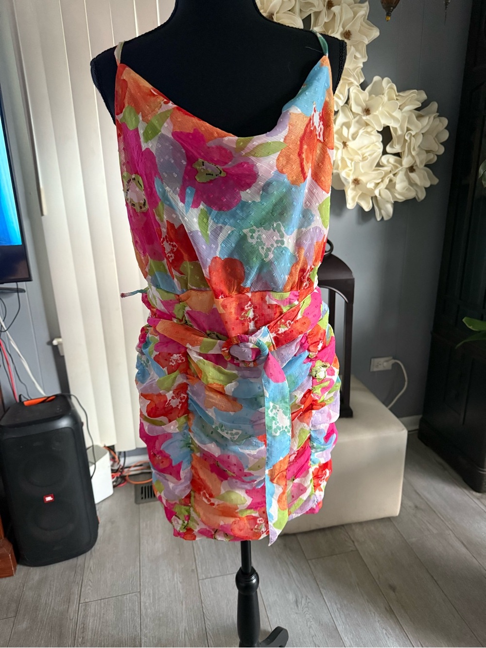 ASOS Multicolor Floral Print Belted Mini Dress